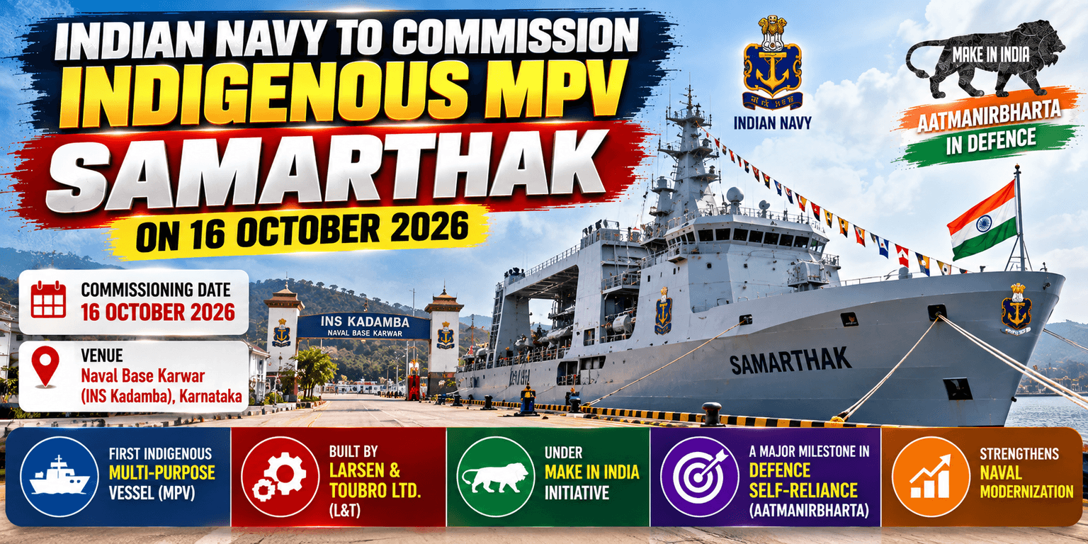 Indian Navy to Commission Indigenous MPV INS Samarthak on Oct 16