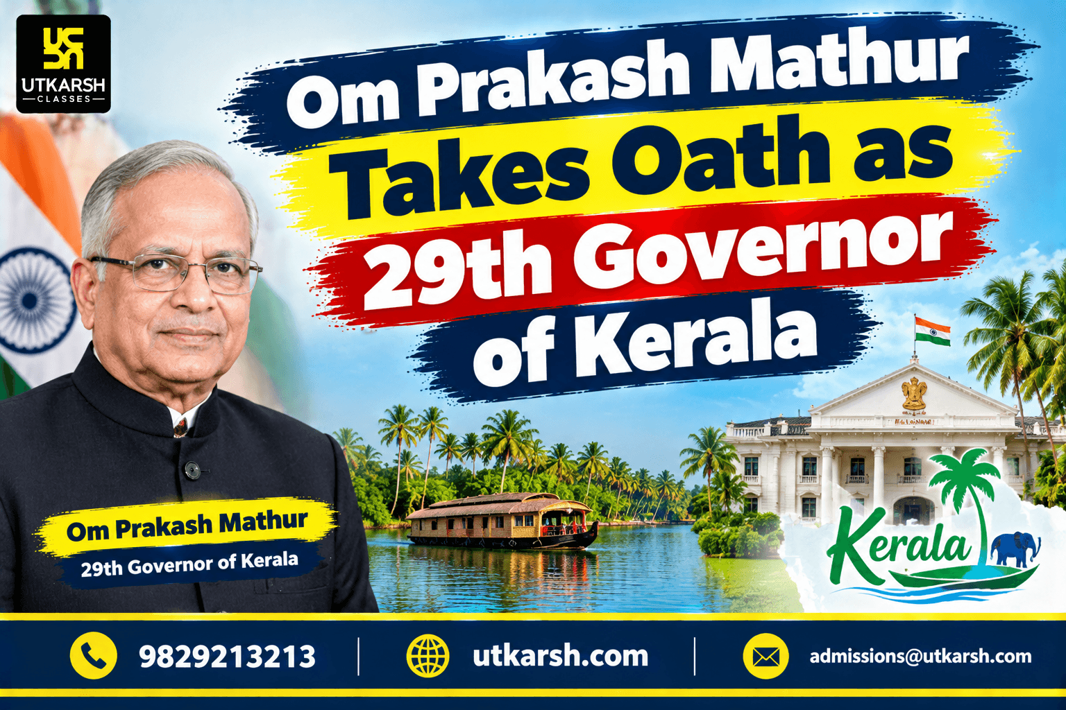 Om Prakash Mathur Takes Oath as 29th Governor of Kerala