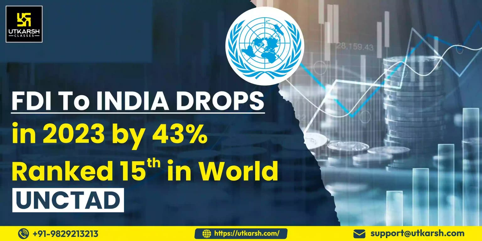 FDI to India drops in 2023 by 43%, ranked 15th in world :UNCTAD