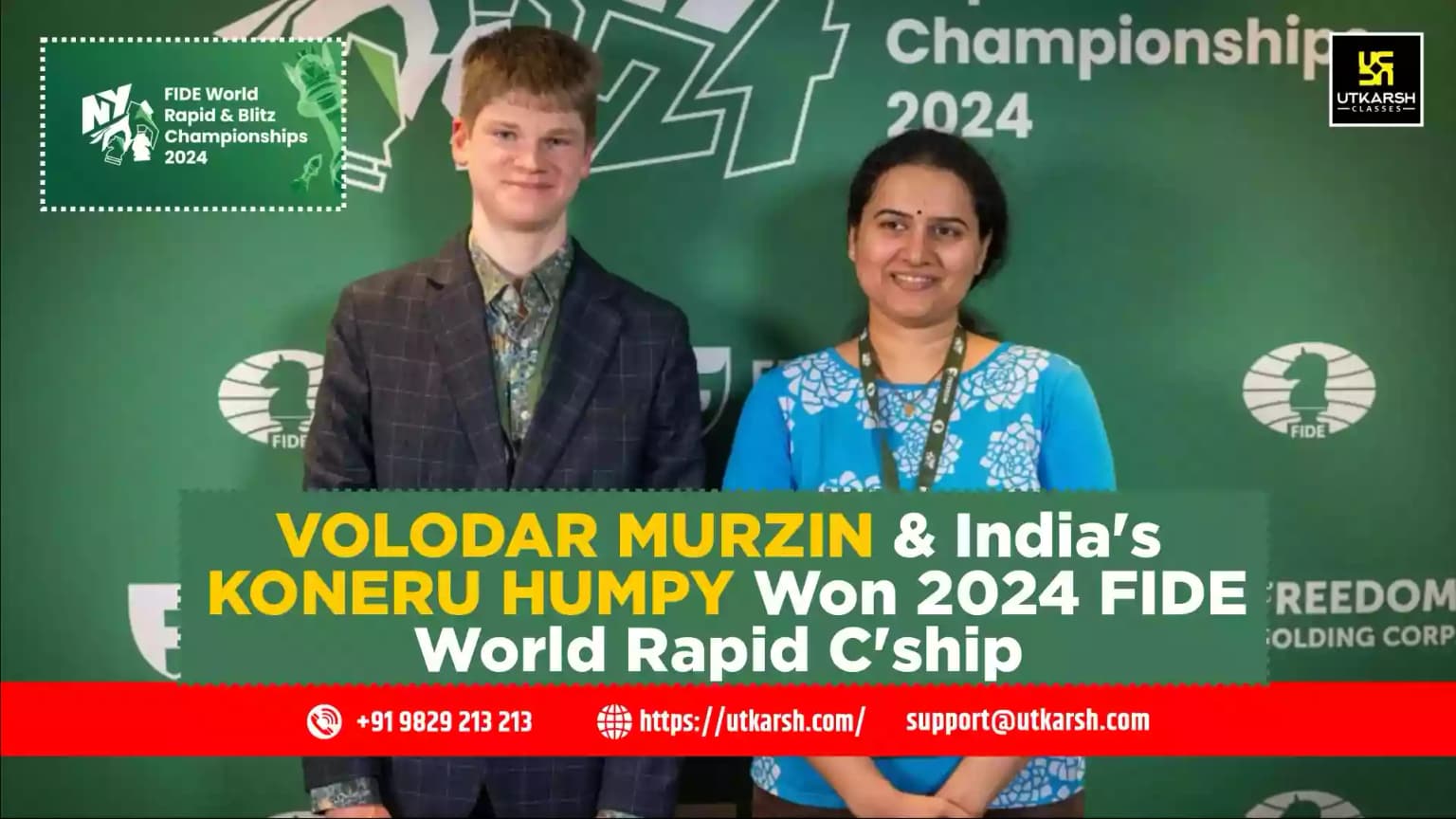 Volodar Murzin & India's Koneru Humpy Won 2024 FIDE World Rapid C'ship