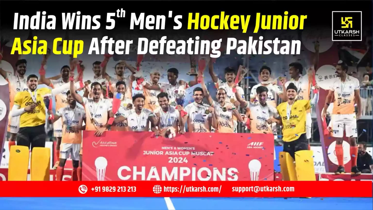 India Wins 5th Men's Hockey Junior Asia Cup After Defeating Pakistan