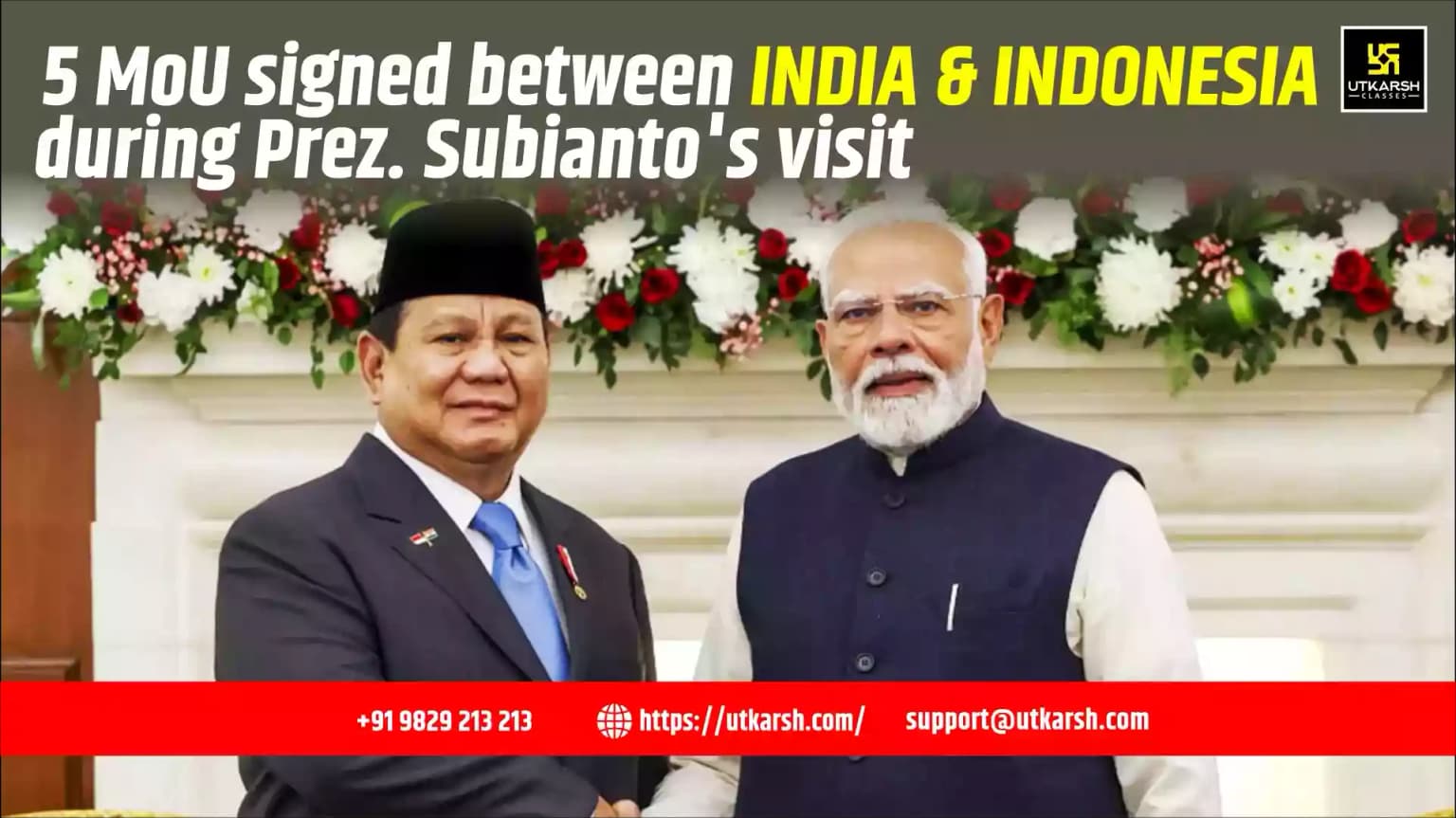 5 MoU signed between India & Indonesia during Prez. Subianto's visit