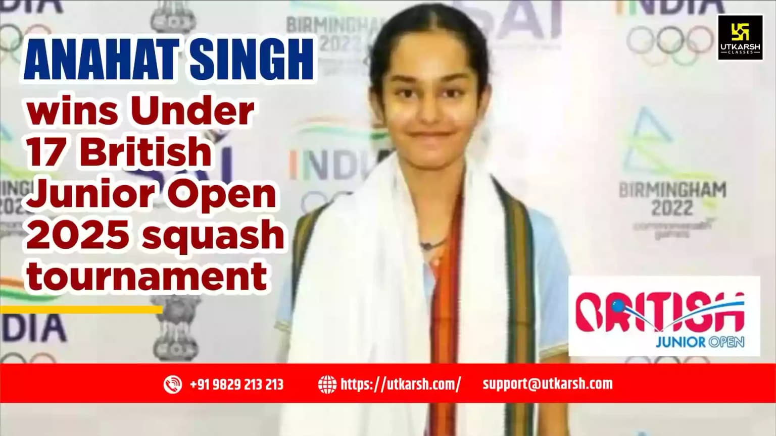 Anahat Singh wins Under 17 British Junior Open 2025 Squash Tournament