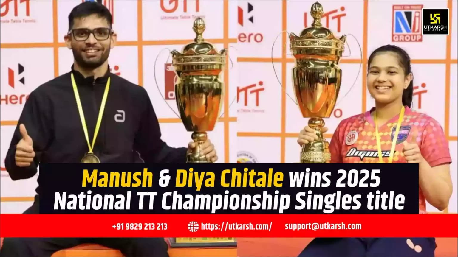 Manush & Diya Chitale wins 2025 National TT Championship Singles title
