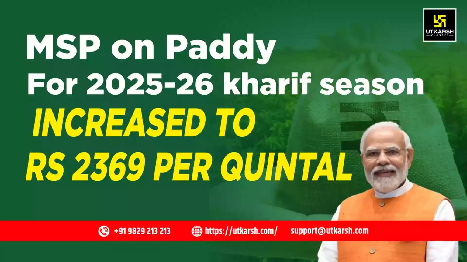 MSP on Paddy for 2025-26 Kharif season increased to Rs 2369 per quintal
