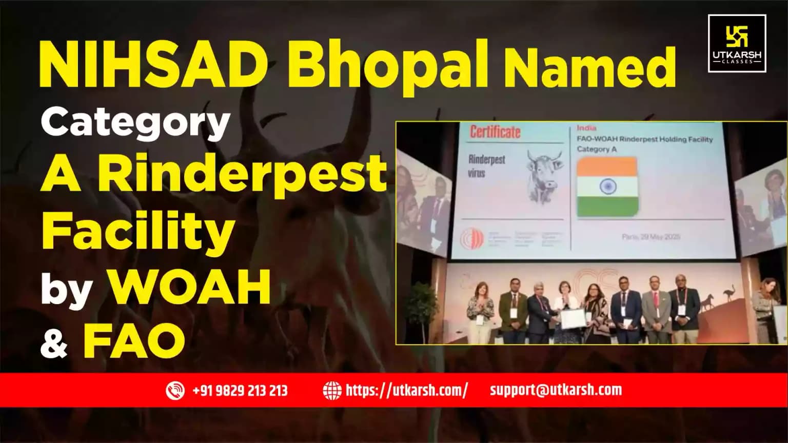 NIHSAD Bhopal Named Category A Rinderpest Facility by WOAH & FAO