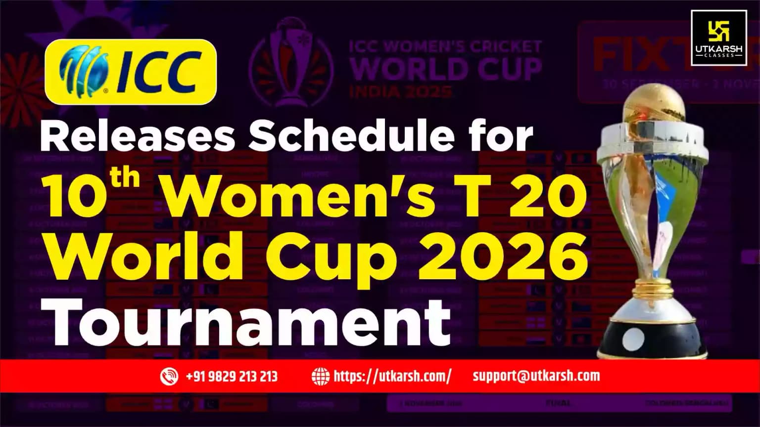 ICC Releases Schedule for 10th Women's T 20 World Cup 2026 Tournament