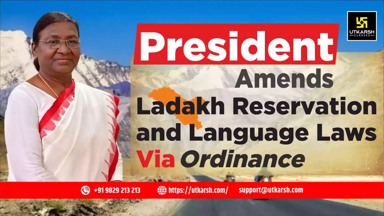 President Amends Ladakh Reservation and Language Laws via Ordinance
