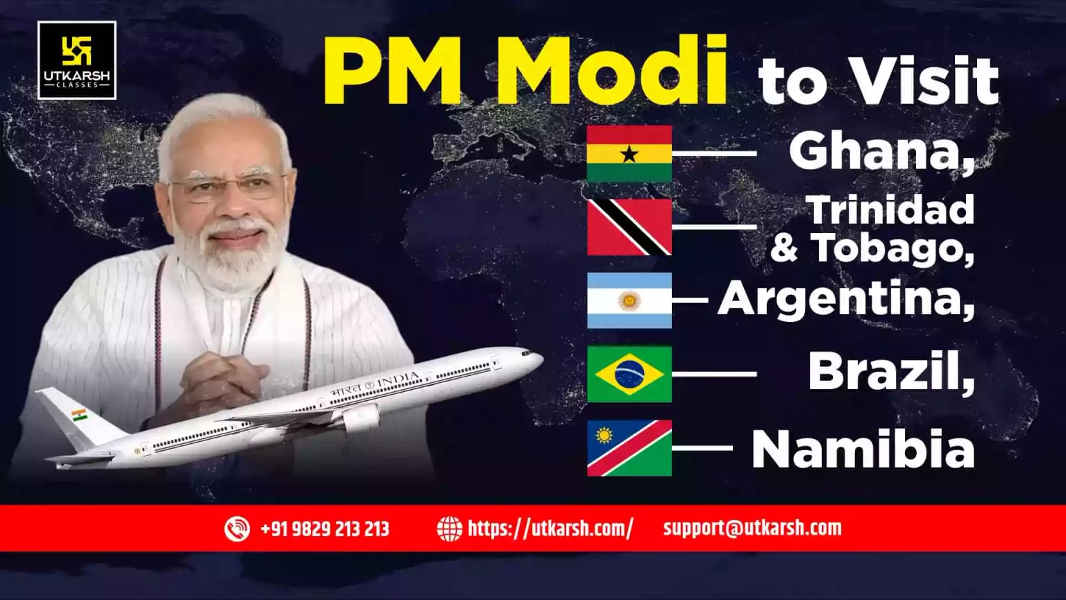 PM Modi to Visit Ghana, Trinidad & Tobago, Argentina, Brazil, Namibia