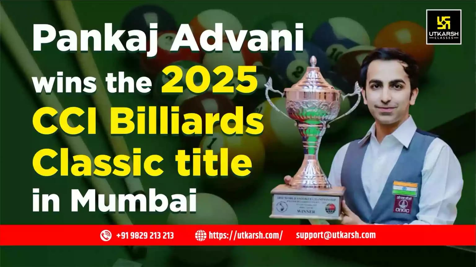 Pankaj Advani wins the 2025 CCI Billiards Classic title in Mumbai