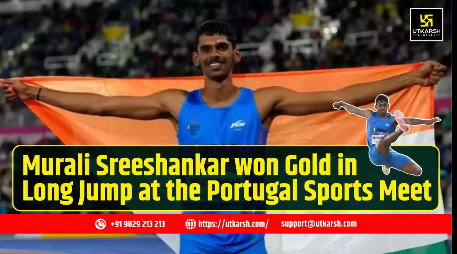 Murali Sreeshankar won Gold in Long Jump at the Portugal Sports Meet