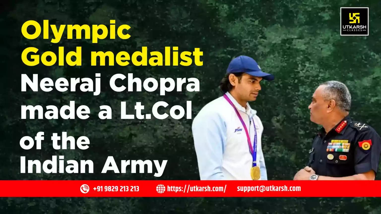 Olympic Gold medalist Neeraj Chopra made a Lt.Col of the Indian Army