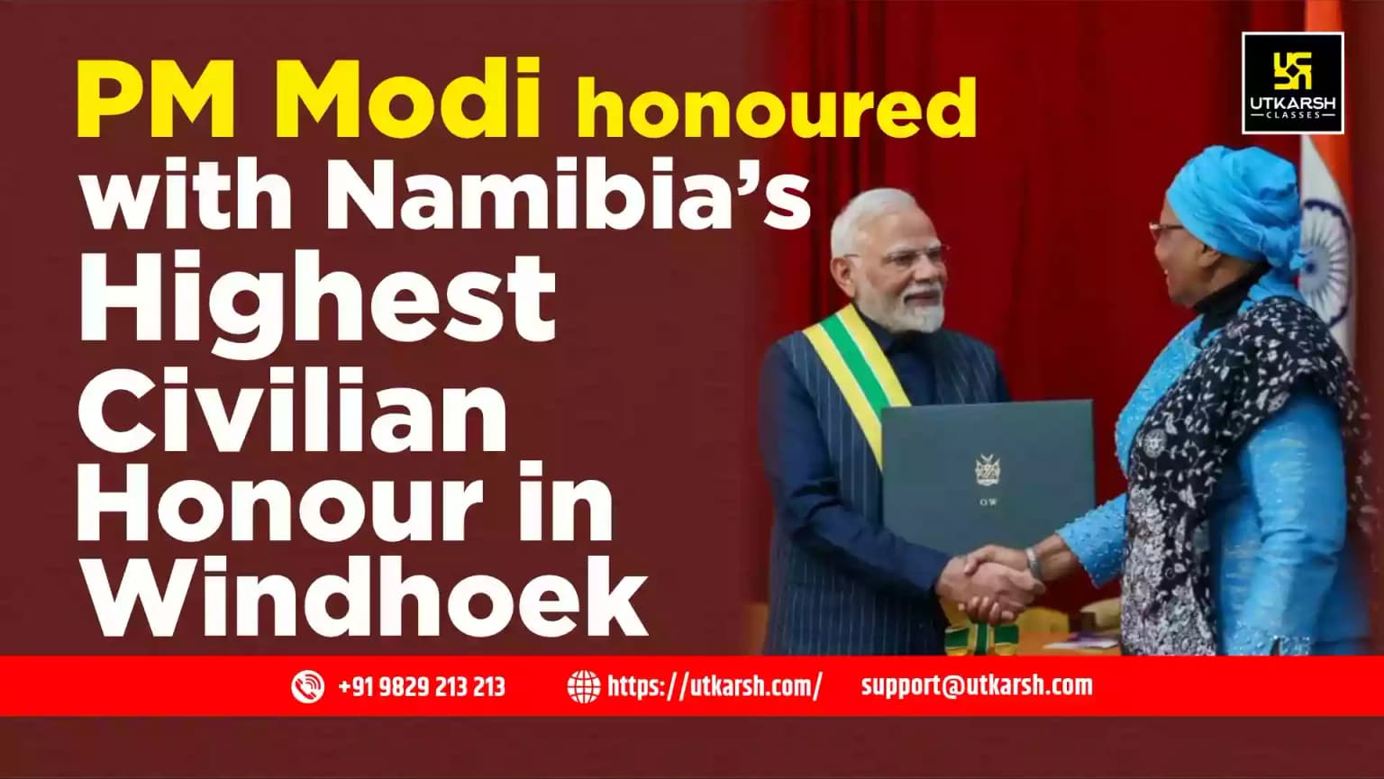 PM Modi honoured with Namibia’s Highest Civilian Honour in Windhoek