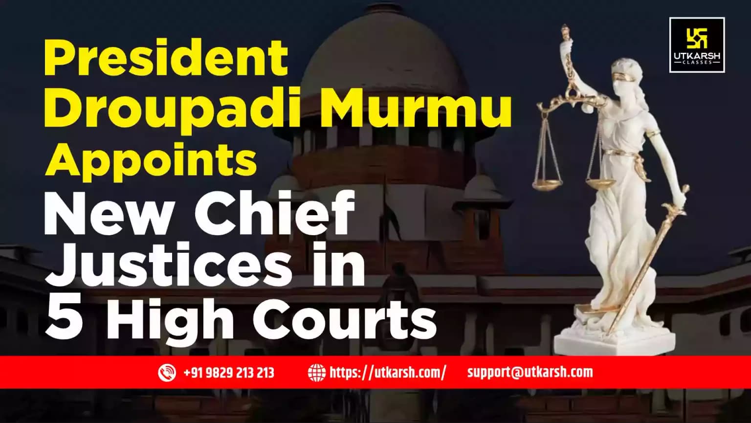 President Droupadi Murmu Appoints New Chief Justices in 5 High Courts