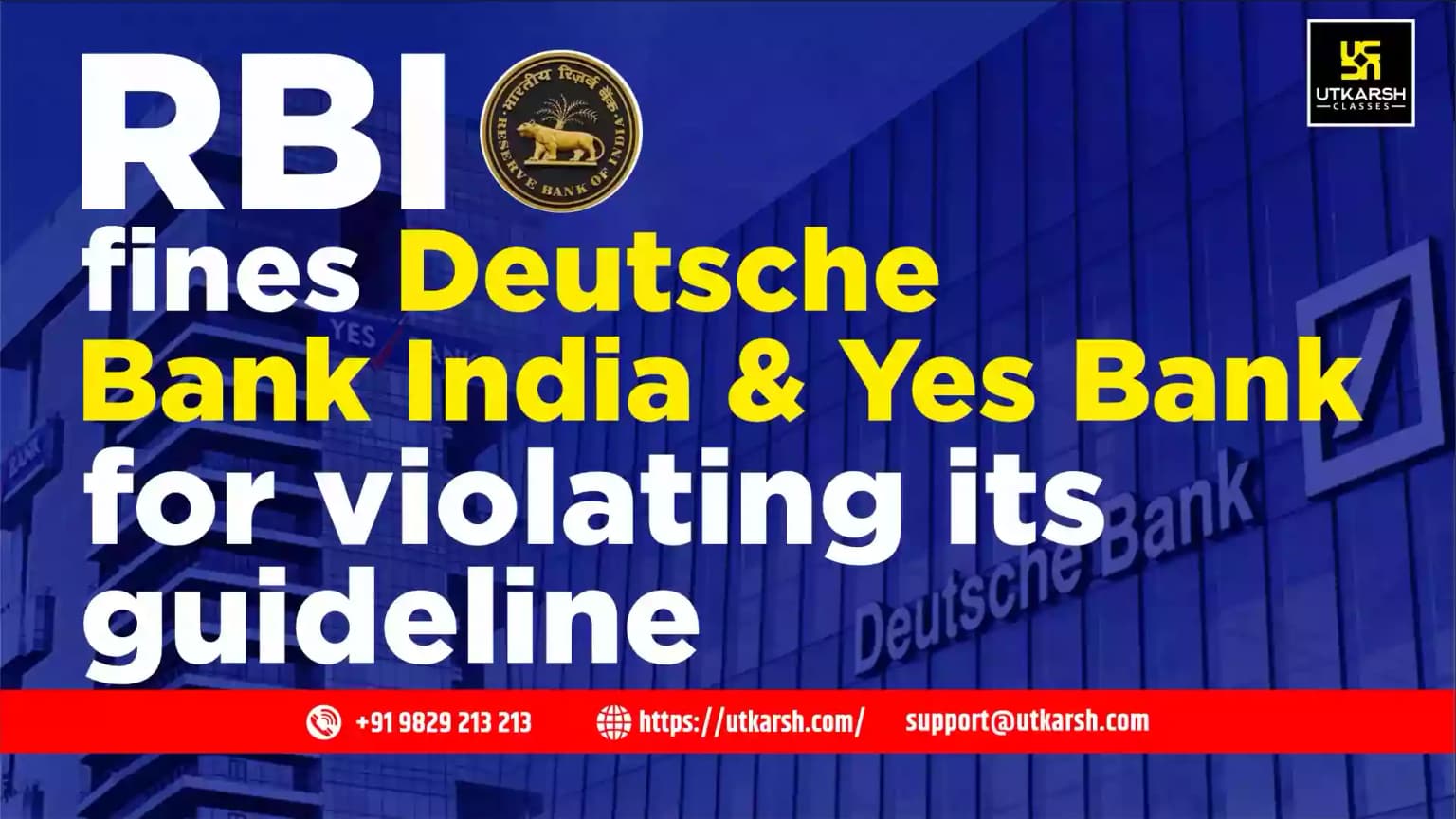 RBI fines Deutsche Bank India &Yes Bank for violating its guideline