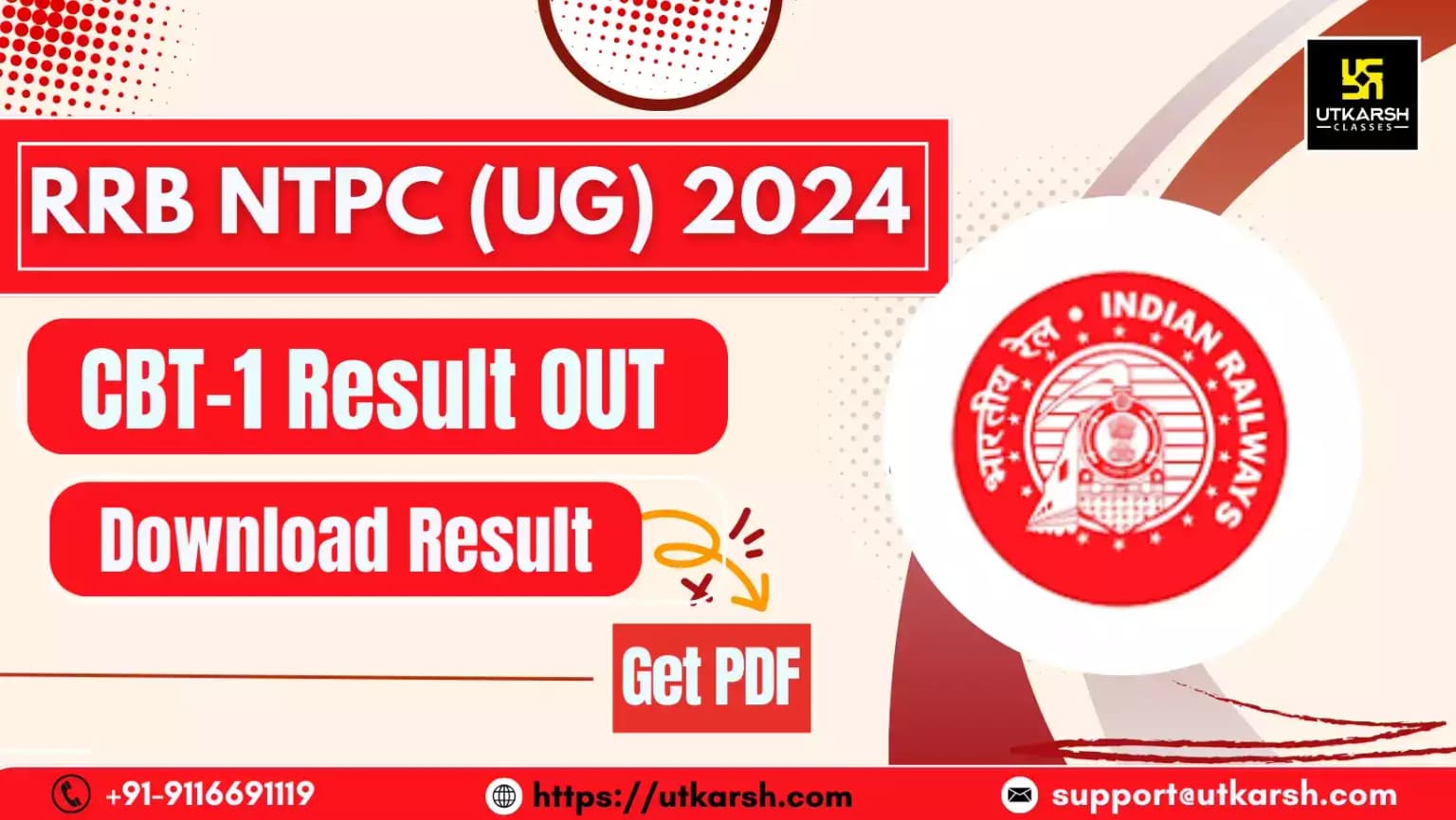 RRB NTPC Undergraduate Level Result 2024 Out- Download CBT 1 Result PDF