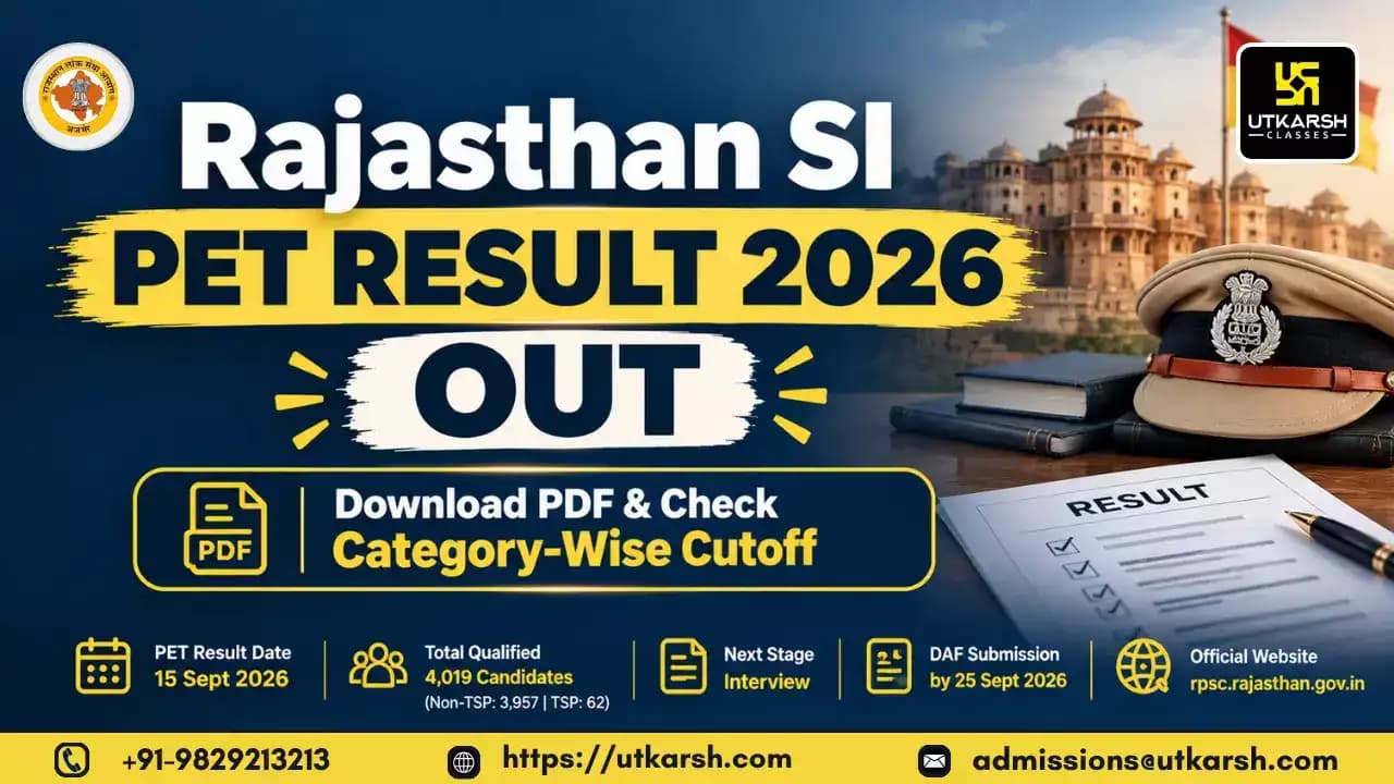 Rajasthan SI PET Result 2026 Out: Download PDF & Check Category-Wise Cutoff